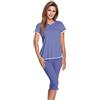 e.Femme Marion 310 - Pigiama da Donna, in Cotone Jeans/Ecru a Pois 50