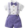Generico Bimbo Completini e Coordinati Gentiluomo, Fiocco Camicia e Bretelle Pantalocini 4 Pezzi Ragazzi per Matrimoni Compleanni, 1-6 anni/Regalo Neonato Maschio