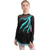 Freebily Abito Pattinaggio Artistico Bambina Maniche Lunghe Pattinatrice Argento Vestito Ballerina Balletto Tutu Danza Classica Body Ginnastica Ritmica Lago Verde 7-8 Anni