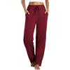 Vlazom Pantaloni del Pigiama Donna Modale Lungo Pantaloni da Notte con Tasche Pantalone Lunghi Morbidi，Bordeaux，S