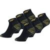 Caterpillar Premium Work Sneaker 6 Paia di Calzini Sneaker da Lavoro Uomo per Scarpe Antinfortunistiche, Doppio Rinforzo su Punta e Tallone, Ottima Qualità Spugna di Cotone (Nero, 39-42)