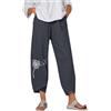 Generico Pantaloni di Lino Donna Pantaloni Eleganti Donna Pantalone Elegante Curvy Elasticizzati Comodi E Morbidi Leggero Estivi Leggeri Viscosa Gonnapantalone Estiva Baggy Palazzo Larghi Tuta Cotone