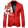 RUMAOZIA Blazer da Uomo per Natale Anzugjacke Blazer Natalizio Comodo a Maniche Lunghe con Revers Giacca da Festa Divertente Blazer da Festa con Stampa di Babbo Natale Costume di Natale, P rosso., M