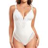 Tuopuda Body Contenitivo Modellante Donna Body Shaper Bodysuit Perizoma Guaina Contenitiva Shapewear Intimo Snellente Pancia Piatta Dimagrante Spallino Regolabile Addominale Compressione, Bianca, S