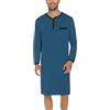 Yukiuiny Maglie Pigiama Uomo Maniche Lunghe Abbigliamento da Notte Cotone Camicie Lunghe per Dormire