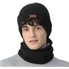 NovForth Set Sciarpa e Scaldacollo - Cappello e Sciarpa in Maglia con Pile, Cappello Invernale in Lana per Donna Uomo Adolescenti - Scaldacollo e Sciarpa per Sci, Ciclismo, Corsa, Passeggiata