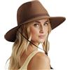 DRESHOW Cappello Panama Donna Cappello da Sole in Paglia a Tesa Larga Cappello di Paglia Regolabile Cappelli da Spiaggia UPF 50+