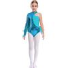 Freebily Body Ginnastica Artistica Bambina Paillettes Leotards Balletto Body Danza Classica Ballerina con Gonna in Tulle Abito da Pattinaggio Artistico Ballo Latino Americano Blu verde 9-10 anni