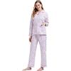 GLOBAL Pigiama Donna Flanella|Donna Pigiami Cotone Maniche Lunghe| Pigiami Due Pezzi da Donna| Camicie da Notte da Donna| Pjs Confortevole| Sleepwear Caldo Morbido |Fiore Rosa Fantasia XL