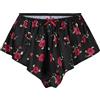 Satini Raso Slip scanalati alla Francese Gonna Pantaloncini Mutandine Biancheria Intima (Nero - Rose Rosse, M)