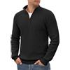 TOMEEK Maglione Uomo Collo Alto con Zip Dolcevita Invernale Tinta Unita Pullover Caldo Maglioncino Maglie Uomo Invernali Casual(Nero,L)