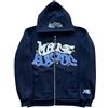 ZENMANCHEN Felpa stile anni 2000 con cappuccio, stampa in rilievo, grafica grunge e zip, giacca stile hip hop/streetwear, 2-blu, Small