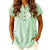 Generico Camicia Lino Donna - Camicetta Manica Corta Tunica Casacca Elegante Stile Casual con Colletto a V Leggera per Lavoro E Tempo Libero Modello Ampio L'Estate Le Calde Giornate Il Mare Gite
