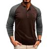 HZQIFEI Maglietta da Uomo Henley Manica Lunghe Casuale Henley Shirt Leggero Uomo T Shirt Manica Lunga Vintage CS10 (Marrone, M)