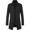 Allthemen Cappotto Media Lunghezza Lana Uomo Invernale Paltò Caldo | Soprabito Slim,Colletto Alto Classico,3 Bottoni,Antivento Termico,2 Tasche,Maniche Lunghe,Business Casual,Paltò Per Esterni