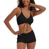meioro Costume da Bagno Solido per Le Donne Bikini Corto con Cravatta Anteriore Bikinis in Due Pezzi Abiti da Spiaggia Atletici Swimwear a Vita Alta