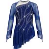 Yiesvsov Vestito Pattinaggio Artistico Bambine Vestito Ballo Scintillante Pattinaggio Su Rotelle Sul Ghiaccio Con Gonna Asimmetrica Costume Competizione E Danza Blu navy 11-12 anni