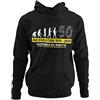 STAMPATEK Idea Regalo 50 Anni Felpa Compleanno Uomo Evoluzione cinquant'anni Divertente Festa a Sorpresa Maglione con Cappuccio e Tascone