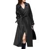 Generic Trench lungo impermeabile da donna, doppiopetto, lunghezza spolverino, maxi, lungo, classico, con revers, cintura e tasche