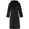 Di Vadini Florenz Accappatoio unisex con cappuccio, in pregiata microfibra, Öko-Tex Standard 100, colori e misure a scelta, XXS - 5XL, nero con logo dorato., S