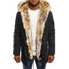 KAGAYD Cappotto invernale da uomo, lungo, caldo e invernale, con colletto in pelliccia sintetica, spesso, casual, giacca da montagna, giacca invernale da lavoro, cappotto nero