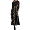 Fulidngzg Vestito Donna Elegante Invernale Boho con Scollo Rotondo Maniche Lunghe e Tasche Vestiti Vintage Curvy da Cerimonia Abito Medievale Casual Primaverile Autunno per Feste Vacanze Case,Giallo