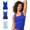 FOCENZA Set 3 Pezzi Canotta Donna Spalla Larga in Morbida Microfibra, Intimo Senza Cuciture in Vari Colori, Made in Italy (Azzurro-Bluette-Alaska, L-XL)