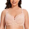MELENECA Donna Reggiseno a Copertura Totale Taglie Forti Minimizer Pizzo Senza Fodera con Ferretto Beige 5E