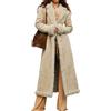 Generic Cappotti Invernali Lunghi per le Donne in Ecopelle Pelle Scamosciata Tosatura Giacca Fuzzy Sherpa Foderato Trench Cappotto Business Cappotto Casual (Beige,S)