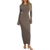Geagodelia Maxi Abito Lungo da Donna Invernale a Maniche Lunghe Scollo Rotondo Abito Tinta Unita a Maglia Lungo Aderente Elasticizzato