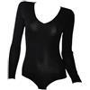 Clessidra Body Donna Manica Lunga Scollo a V in Lana Merino Seta E-8711 (5, Nero)