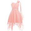 Freebily Vestito da Festa Cerimonia Matrimonio Damigella Bambine Ragazze Monospalla Elegante Abito da Sposa Comunione Battesimo Chiffon Vestito da Principessa Orlo Asimmetrico