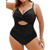 heekpek Costume da Bagno Donna Taglie Forti Push Up Imbottito Costume Intero Donna Contenitivo Pancia Scollo a V Mare Costumi Curvy