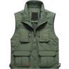 RUMAOZIA Gilet senza maniche, da uomo, estivo, da pesca, per attività all'aria aperta, con molte tasche, leggero, da lavoro, per il tempo libero, per la caccia, trekking, per il giornalista, Z02 verde