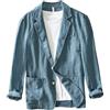 Icegrey Giacca da Uomo Slim Fit in Cotone Lino a Due Bottoni, Blu Verde, M