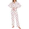 LUBOT Pigiama Donna in Cotone Leggero Estivo 100% Tessuto - Completo 2 Pezzi Manica Lunga con Bottoni, Anti-Sgualcitura & Traspirante, per Notte e Casa