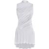 Oyolan Donna Vestito Pattinaggio Artistico Body Ginnastica Danza Strass Senza Maniche Tenuta Danza Contemporanea S-XXL, E bianco, S