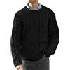 Generic Maglione Girocollo Slim Fit da Uomo, a Maniche Lunghe, Lavorato a Maglia trecce, Stile Invernale, Termico, Intrecciato, Nero, Taglia M