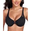 DotVol Reggiseno con Chiusura Frontale, Coppe morbide e Ferretto per Donna da Indossare Tutti i Giorni Minimizer Taglie Grandi Intimo Comodo Nero 4C