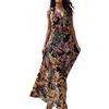 Generico Vestito Lungo Estivo Donna Casual Stampa Floreale Senza Maniche Moda Sexy Vestiti Lungo Boho Abito da Spiaggia Bohémien Estivo Abito Lungo con Frange Spiaggia Fantasia Dress
