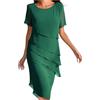 Generic Vestito Donna Estivo Abiti Elegante Orlo a Volant Boho Curvy Leggera Elasticizzata Vestiti Maniche Corte Abito da Camicia Casual Tinta Unita Lungo Spiaggia e Vacanza per Mare, Estate