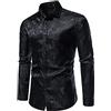 Kobilee Camicia Uomo da Cerimonia Regular Abito Leggero Nera Camicia Elegante Elasticizzata Fantasia Camicia Bianca Taglie Forti Slim Fit Camicia Seta No Stiro Manica Lunga