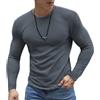 Generic Camicie da uomo a maniche lunghe a nido d'ape, biancheria intima termica, girocollo, maglioni, pullover casual, top in maglia testurizzata strato di base, Grigio scuro, M