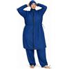 NAJMA Burkini da Donna Taglie Forti Modesto 4 Pezzi Opaco - Costume da Bagno Lungo Coprente con Hijab da Bagno, Tunica con Cerniera a Maniche Lunghe, Blu marino, 5XL plus