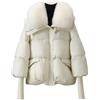 MJGkhiy Piumino Donna Invernale Corto Curvy Elegante Puffer Jacket Con Pelliccia Collo Piumini Imbottita Caldo Giubbino Trapuntato Autunnale Moda Cappotto Con Zip Comodo Giacca Antivento