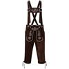 Generic Pantaloni in pelle da uomo, con cintura, in pelle, con cinghia, in ecopelle, per costume tradizionale bavarese, Oktoberfest, al ginocchio, taglie forti, caffè, S