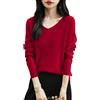 Chanyarn Maglione da Donna 100% Lana Merino con Scollo a V 2025 Casual a Maniche Lunghe Senza Cuciture Maglia Maglione