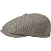 Stetson Coppola Hatteras Herringbone Wool Uomo - Made in The EU Cappellino Lana Berretto Newsboy con Visiera, Fodera Inverno Autunno/Inverno - 57 cm Grigio