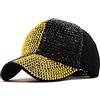 YIZITU Cappellini da baseball unisex con strass in morbido cotone per cappello da sole per primavera estate adulto all'aperto visiera regolabile cappello da ciclismo, Giallo, Taglia unica