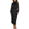 Generic Lime Prom Abiti per Adolescenti Donne Tinta Unita Collo Alto Raso Maniche Lunghe Elegante Slim Fit Vestito con Giacca